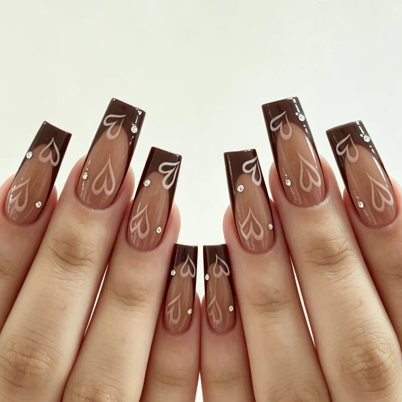 Heart-Print Decorative Nail Enhancements Stornfield