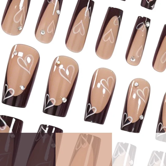 Heart-Print Decorative Nail Enhancements Stornfield