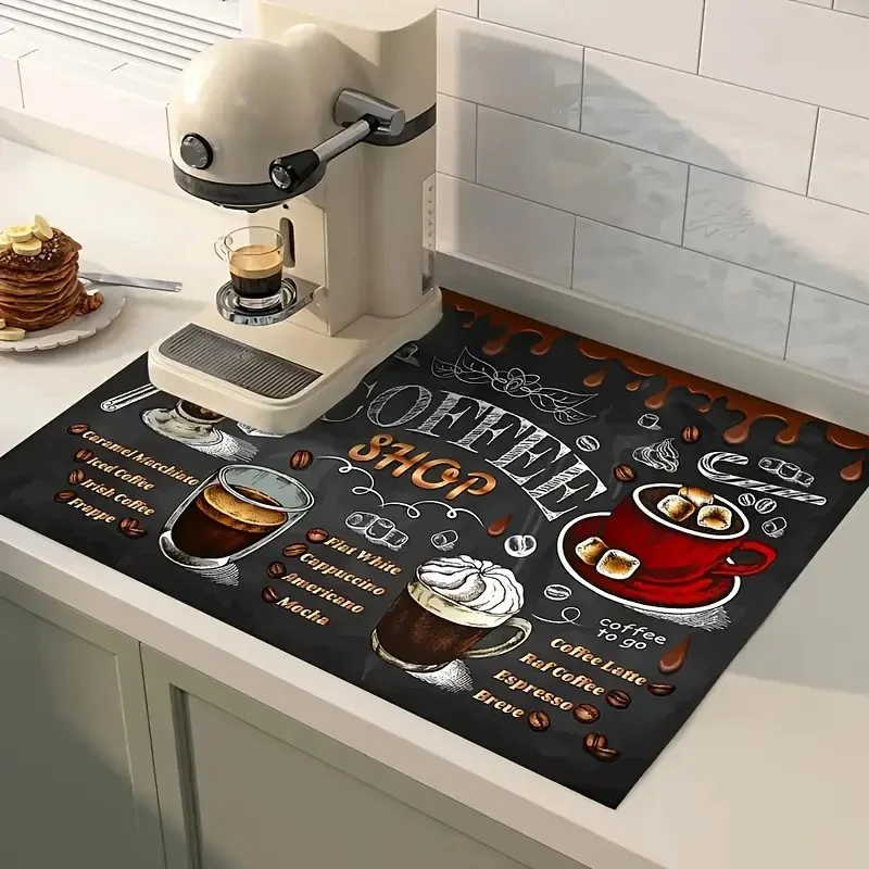 Coffee-Themed Kitchen Mat