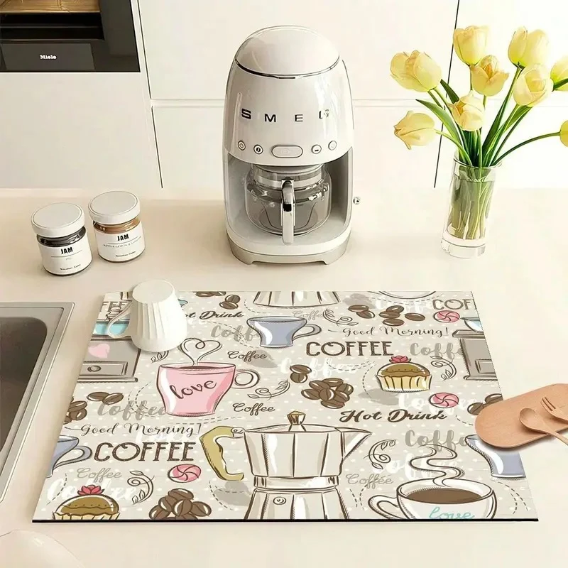 Coffee-Themed Kitchen Mat