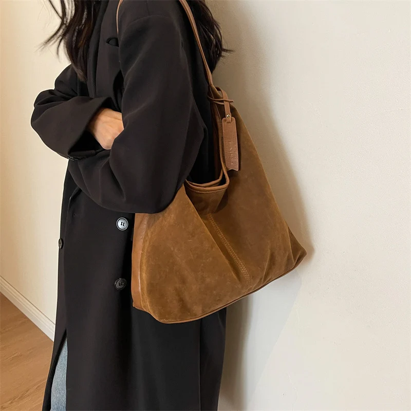 Suede Slouchy Shoulder Bag