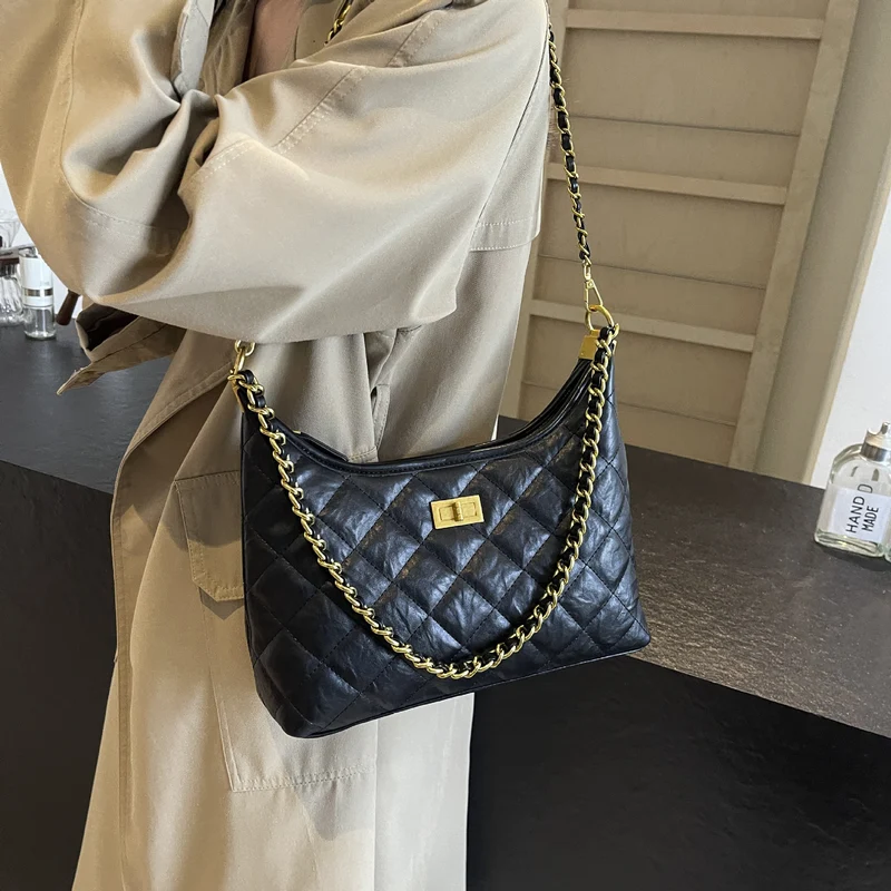 Quilted Chain-Handle Shoulder Bag