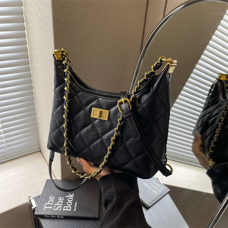 Quilted Chain-Handle Shoulder Bag