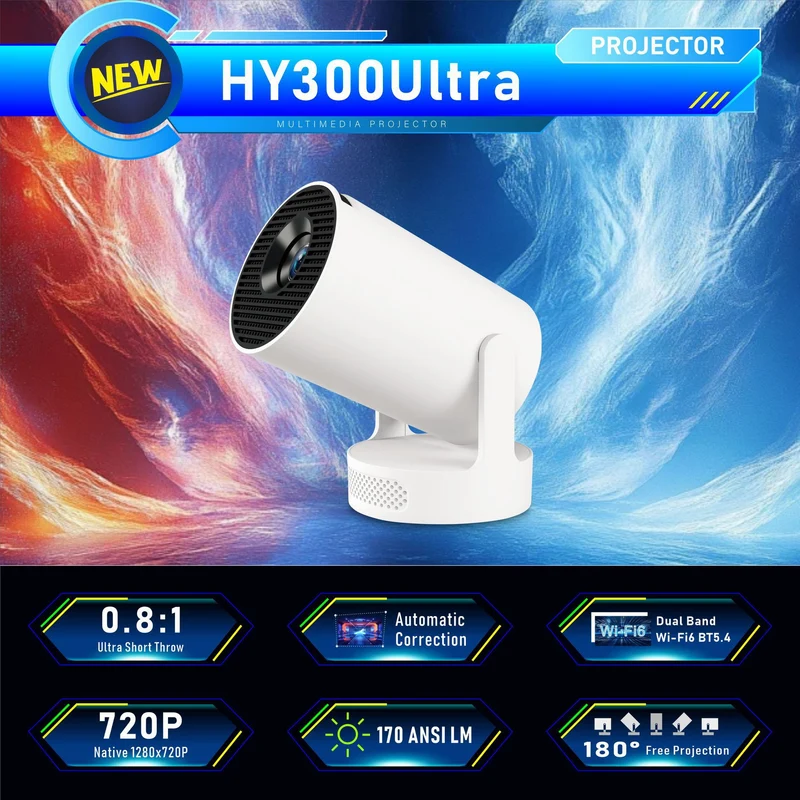 Portable LED Projector, 20–60 Inch