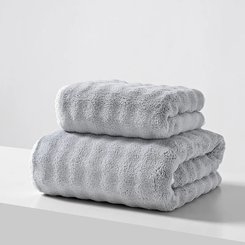 Bath towel and hand towel made of coral fleece