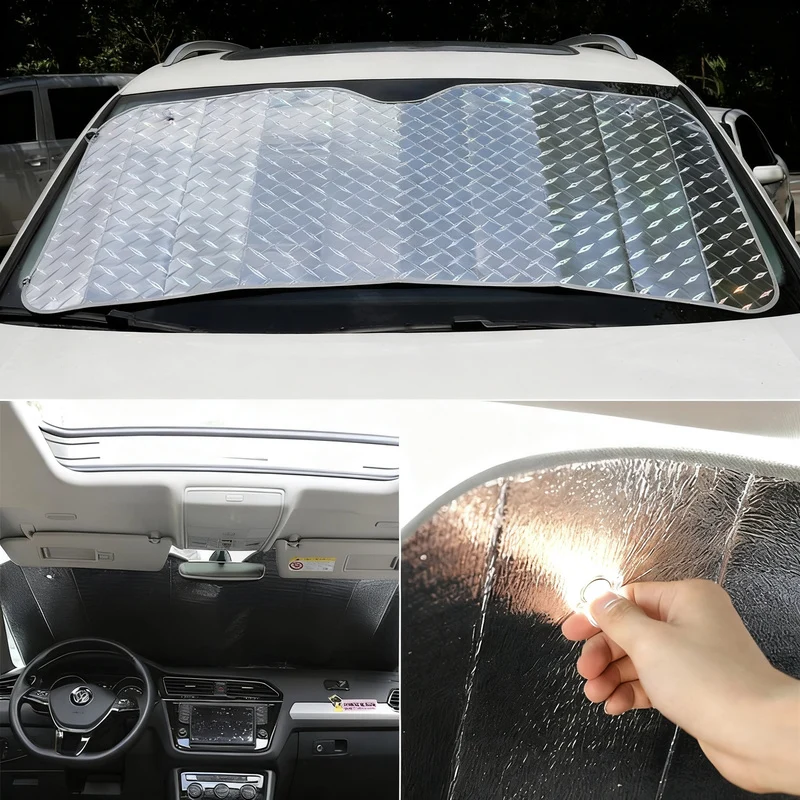 Car sunshade with suction cup, mesh fabric
