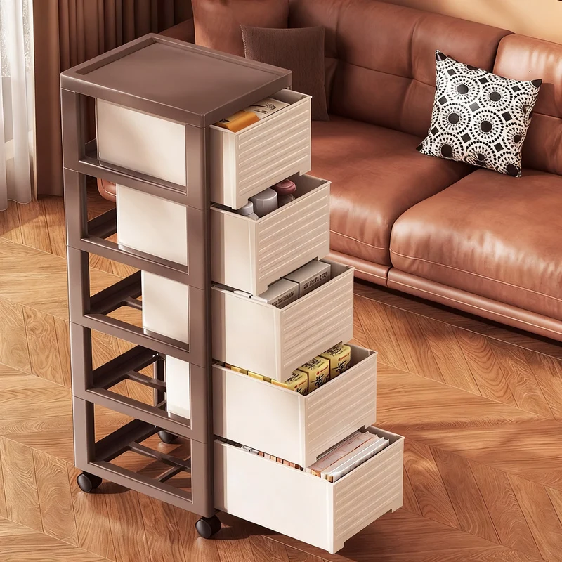 Plastic storage cabinet, multi-layer, with wheels