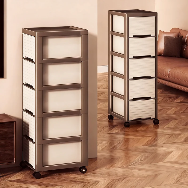 Plastic storage cabinet, multi-layer, with wheels