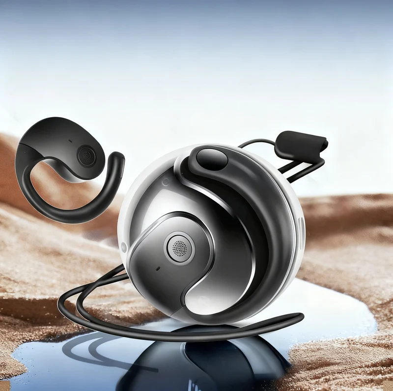 Bluetooth earbuds, open-ear design, sporty