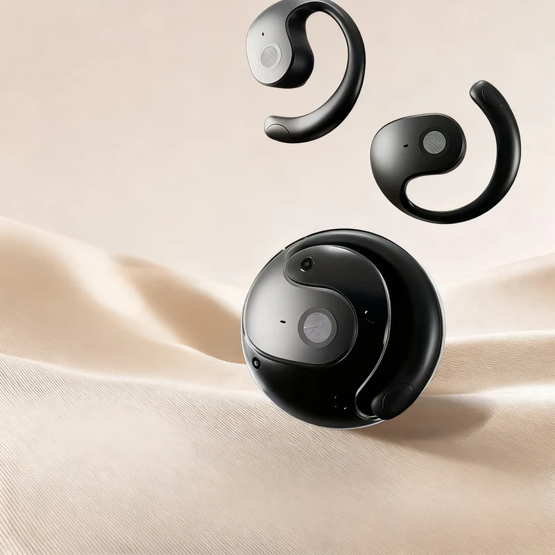 Bluetooth earbuds, open-ear design, sporty