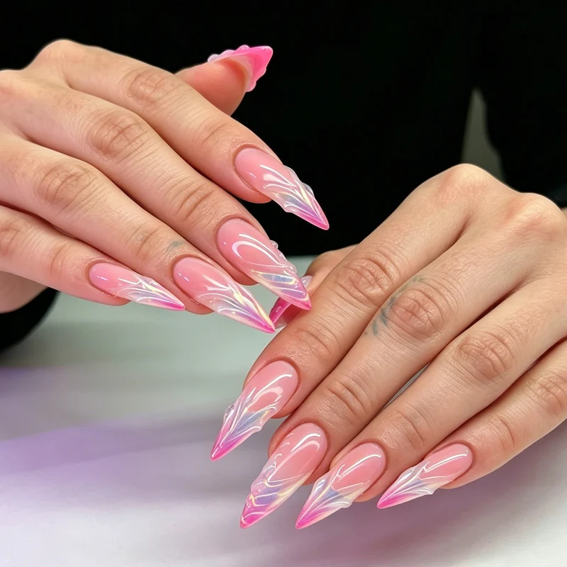 Artistic Accented Stiletto Nail Enhancements Stornfield