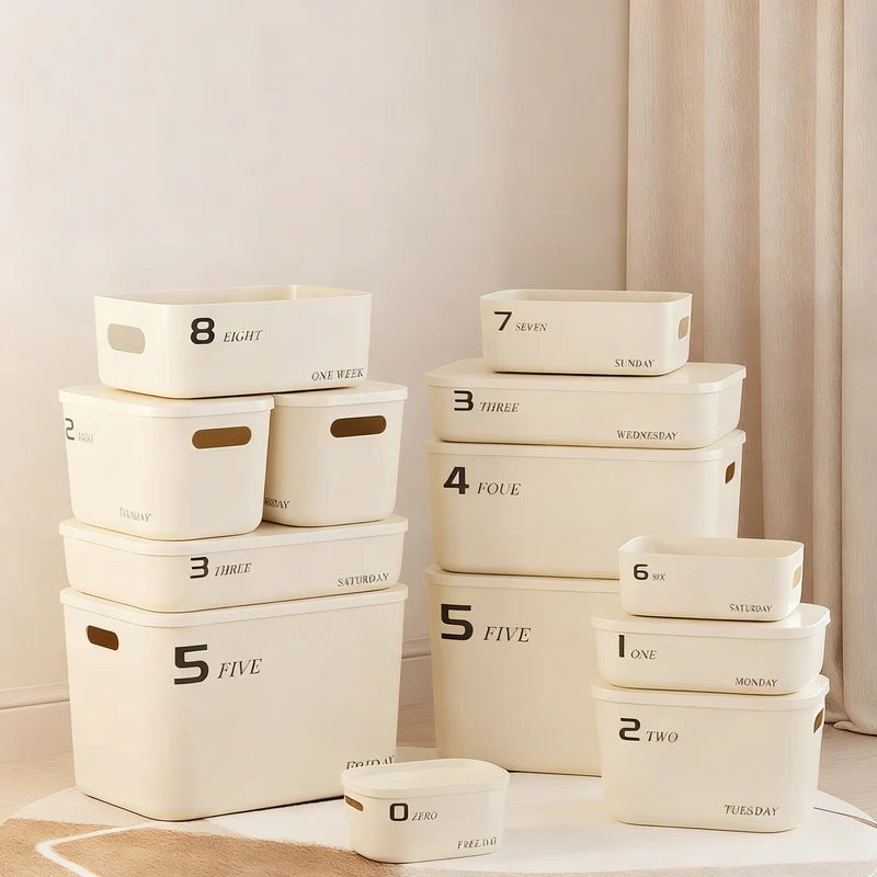 Plastic storage box with lid, medium size