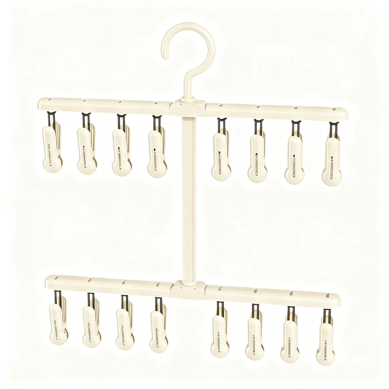 Foldable drying rack with clips