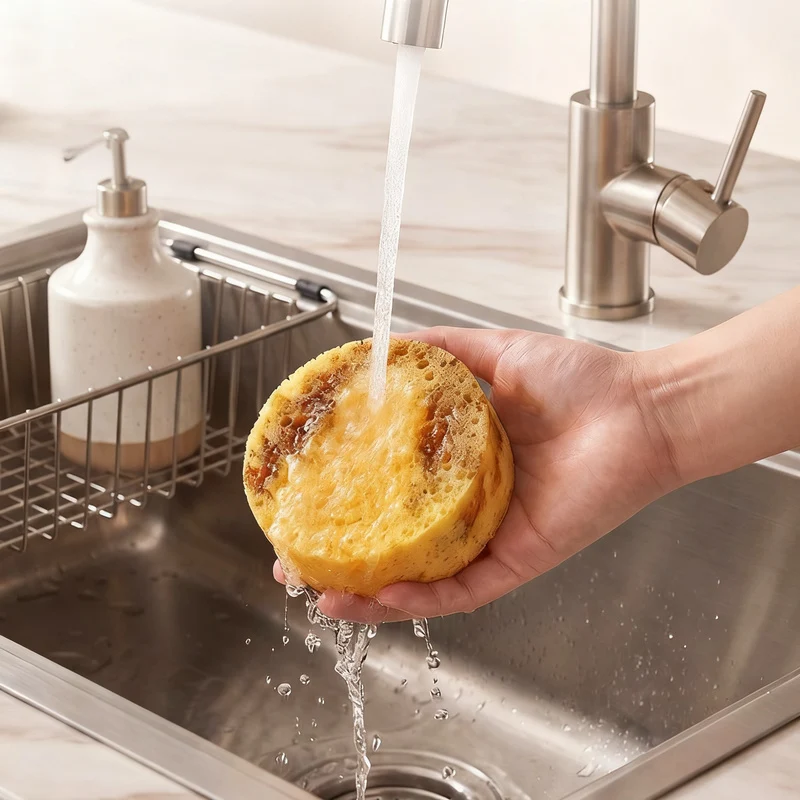 Wood fiber sponge for cleaning and washing