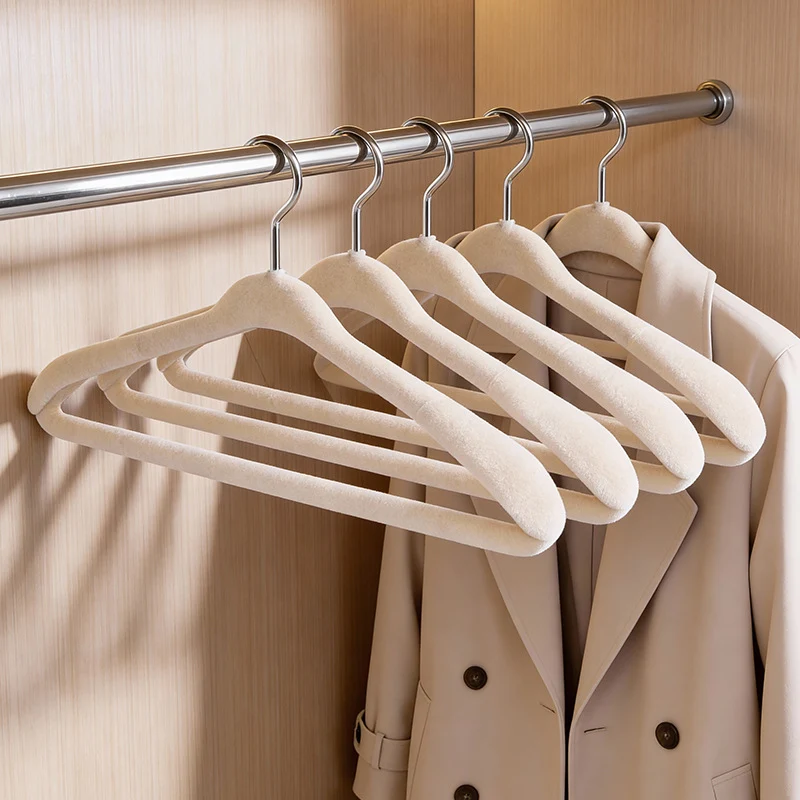 Flocked hangers, non-slip, wide shoulders