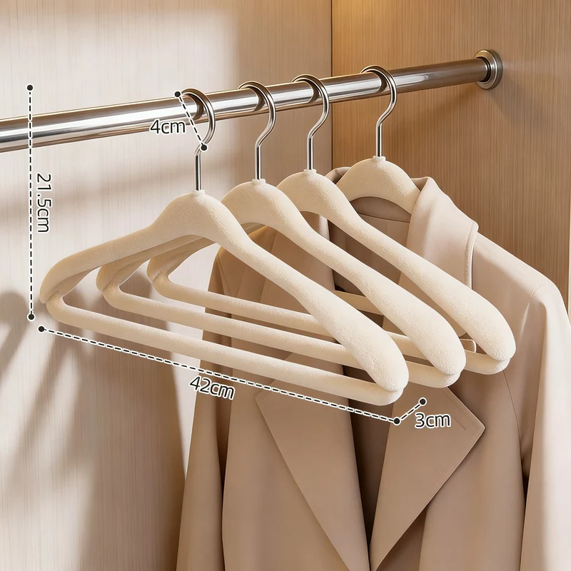 Flocked hangers, non-slip, wide shoulders