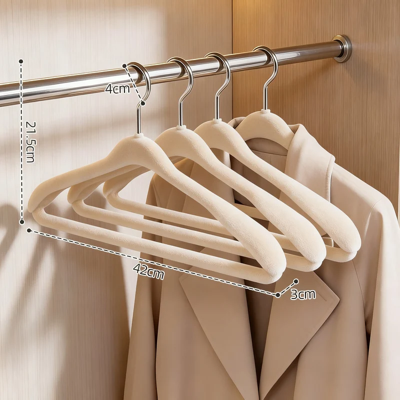 Flocked hangers, non-slip, wide shoulders