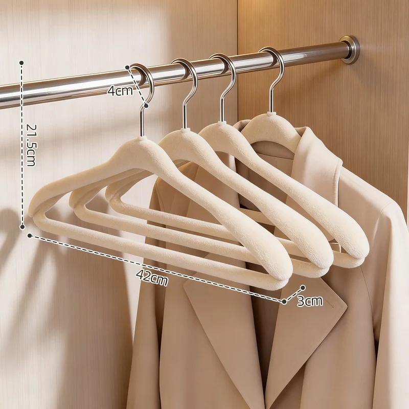 Flocked hangers, non-slip, wide shoulders