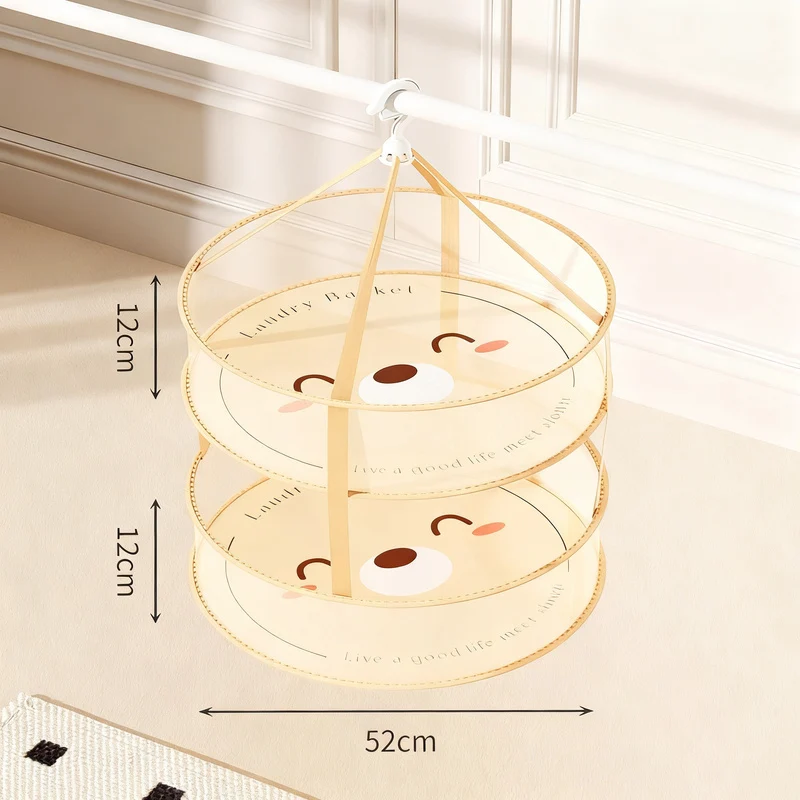 Foldable laundry drying nets, multilayer