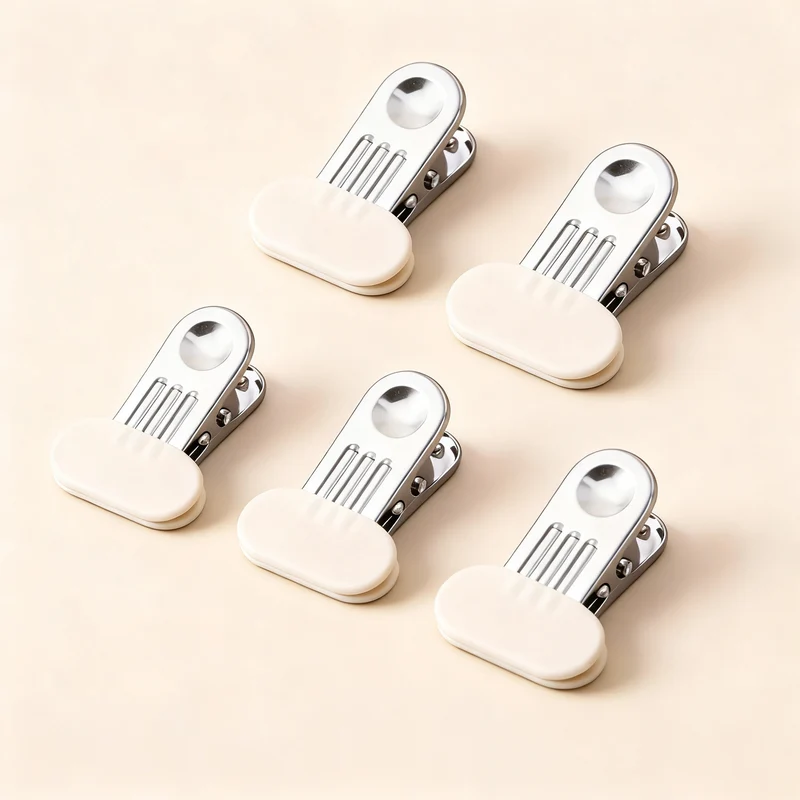 Stainless steel clothespins with wide rubber mouth