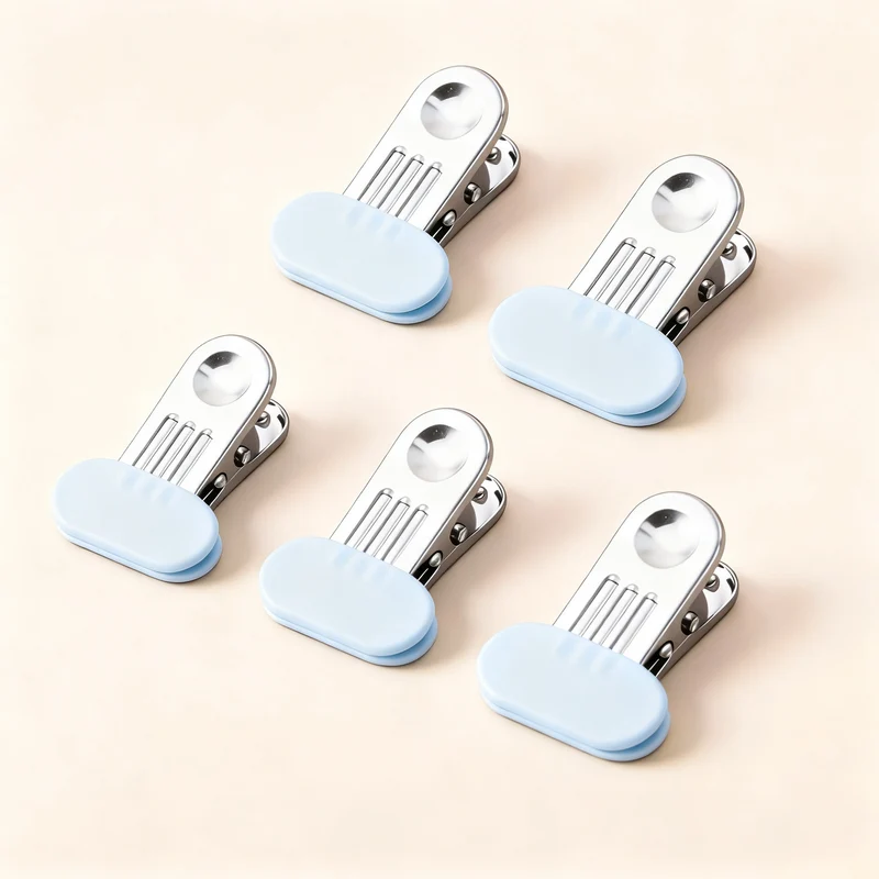 Stainless steel clothespins with wide rubber mouth