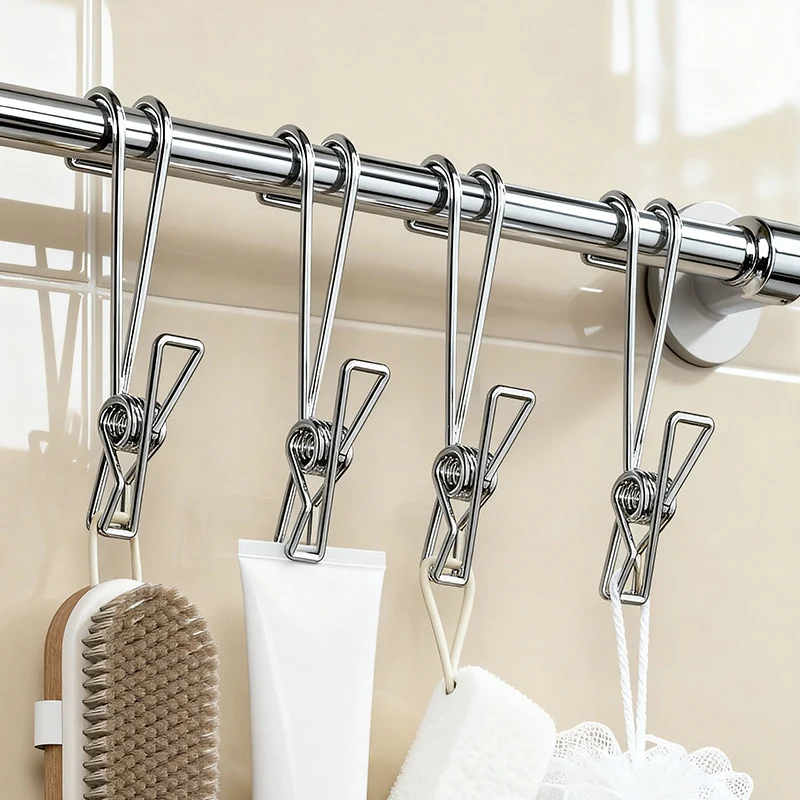 Stainless steel clothespin with hook