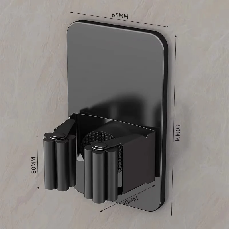 Stainless steel wall holder for brooms and mops