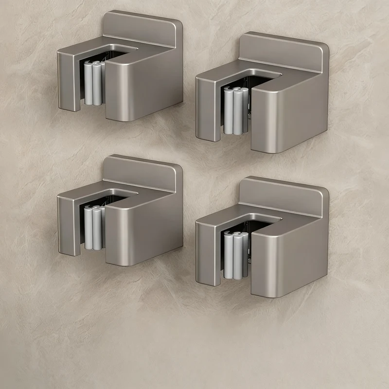 Stainless steel wall holder for brooms and mops