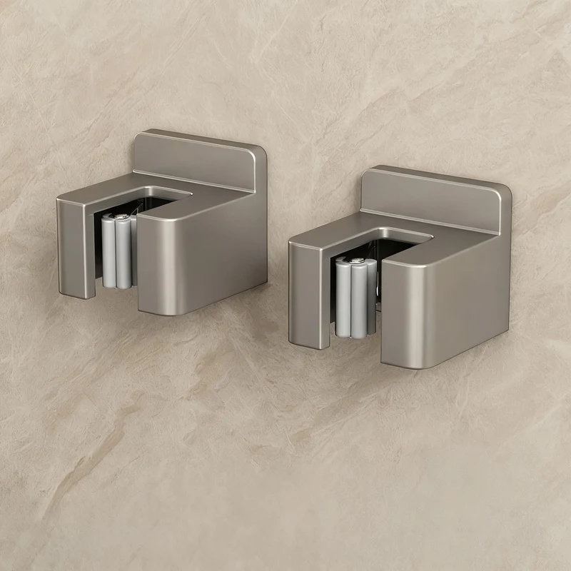 Stainless steel wall holder for brooms and mops