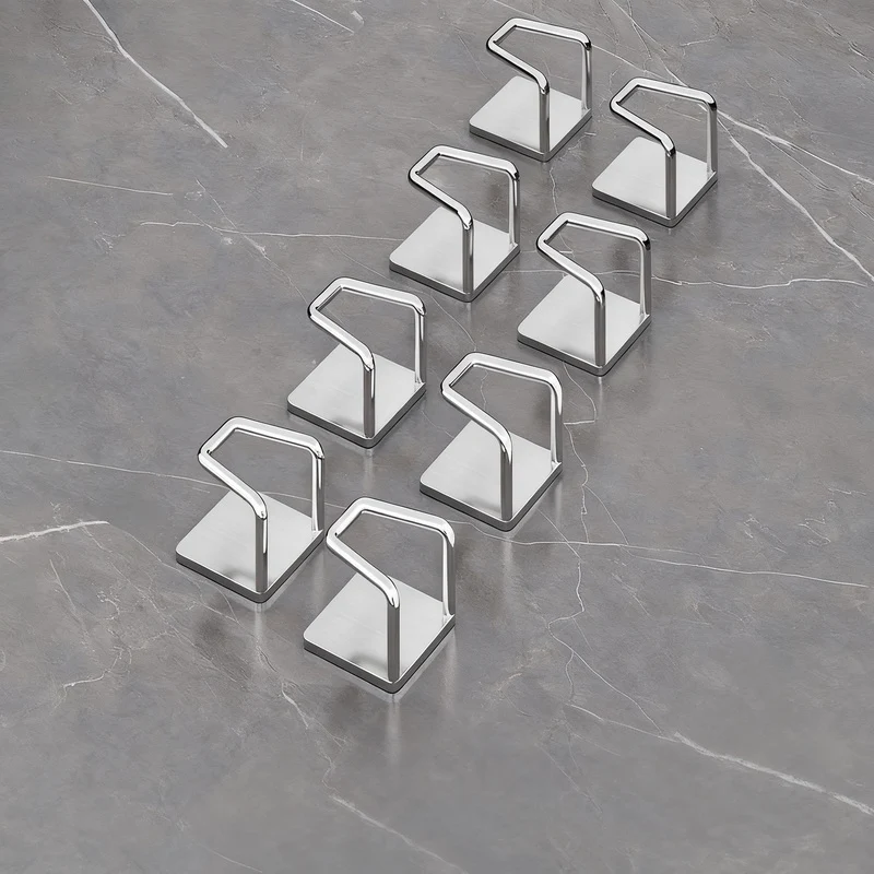 Stainless steel wall hooks without drilling, set of 6/8