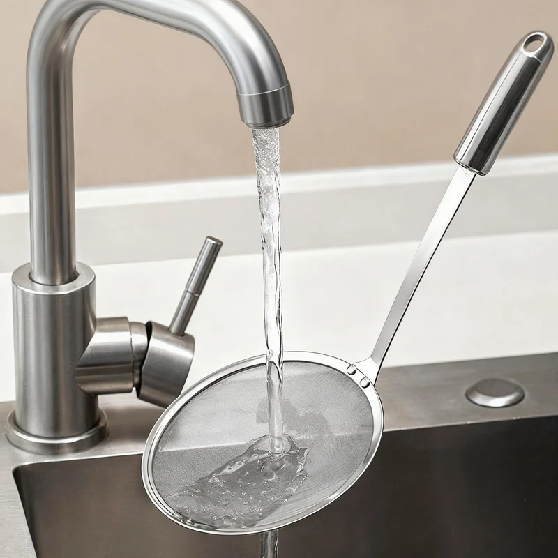 Stainless steel ladle with fine sieve