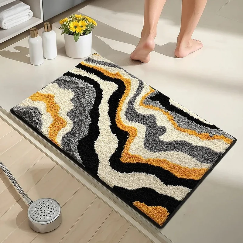 Soft Textured Abstract Pattern Bath Mat