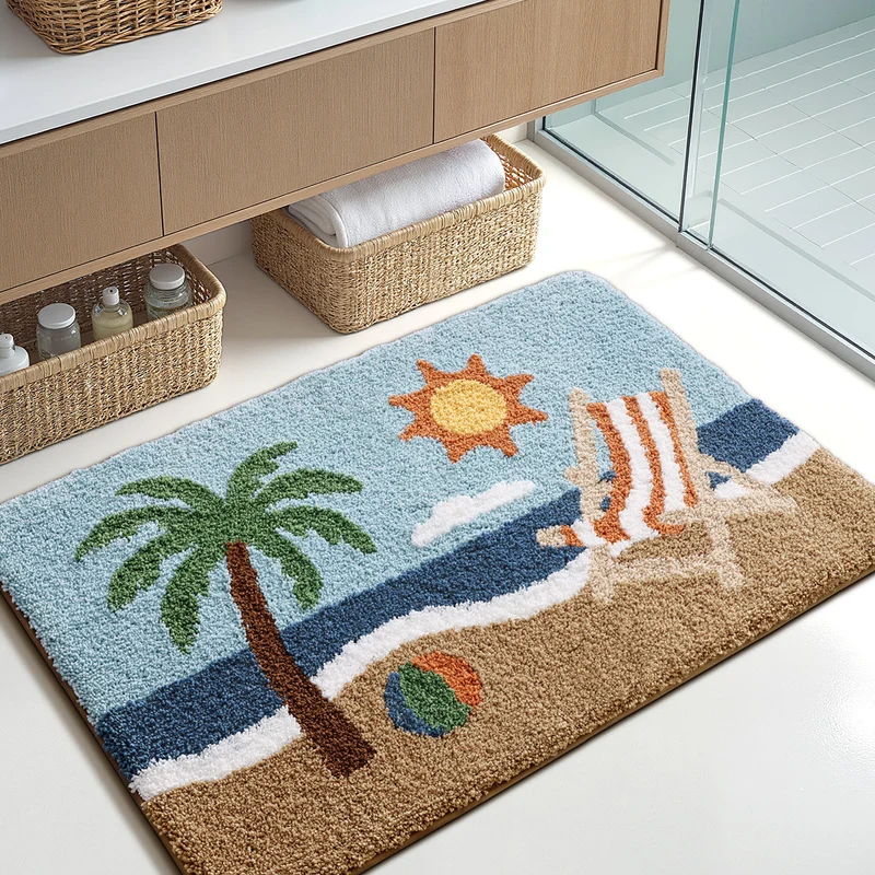 Soft Textured Abstract Pattern Bath Mat