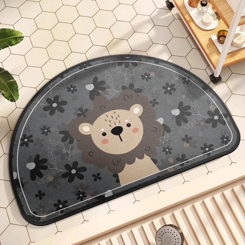 Playful Giraffe Themed Bath Mat
