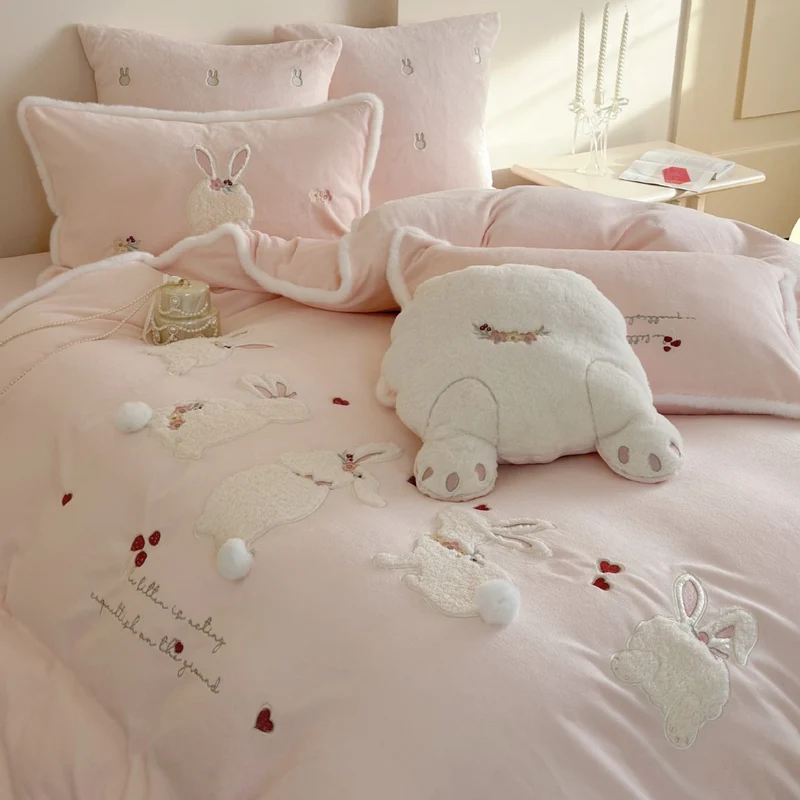 Velvet Bedding Set with 3D Rabbit Applications Stornfield
