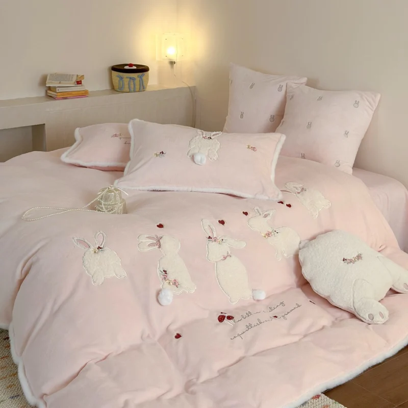 Velvet Bedding Set with 3D Rabbit Applications Stornfield