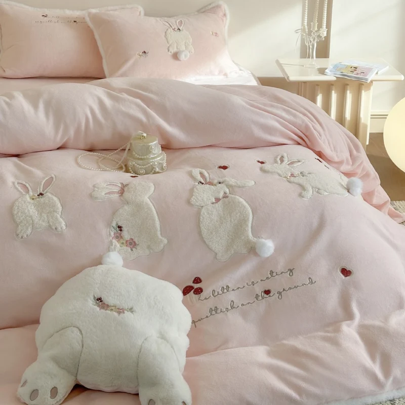Velvet Bedding Set with 3D Rabbit Applications Stornfield