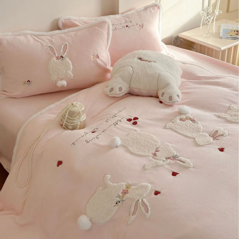 Velvet Bedding Set with 3D Rabbit Applications Stornfield