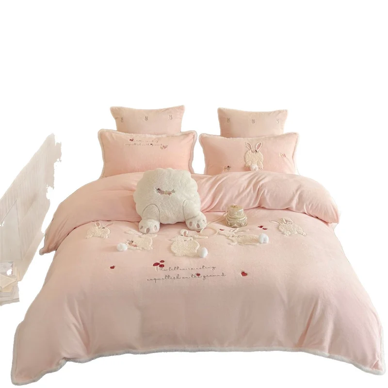 Velvet Bedding Set with 3D Rabbit Applications Stornfield