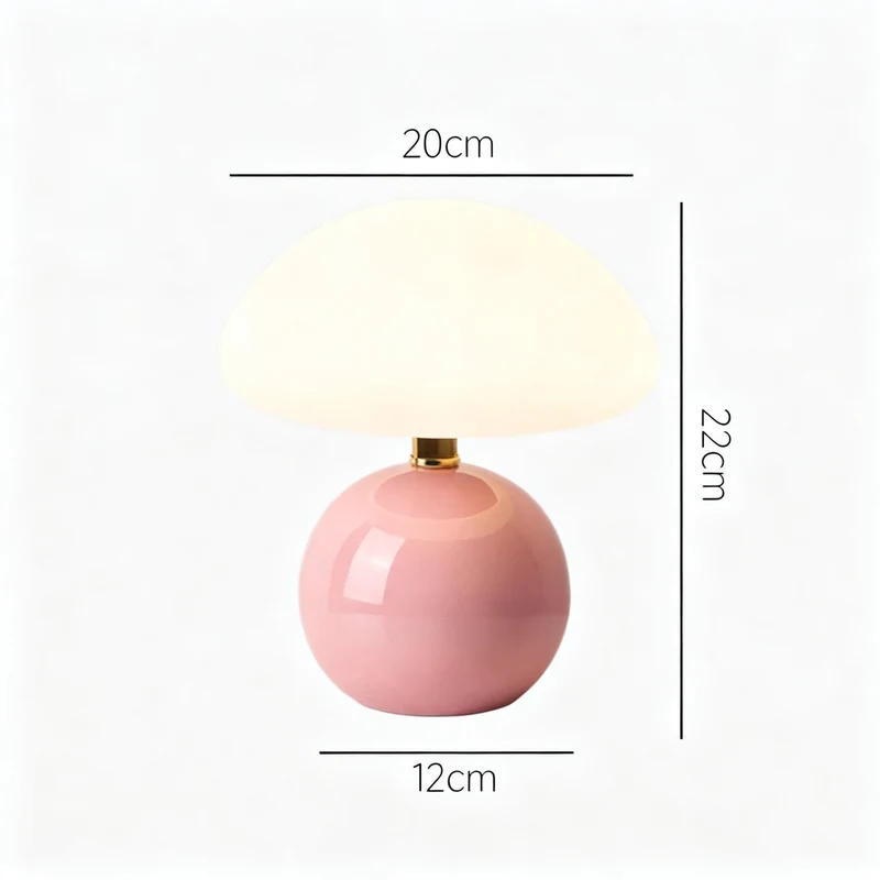Pilztischlampe mit Keramikfuß, USB-betrieben