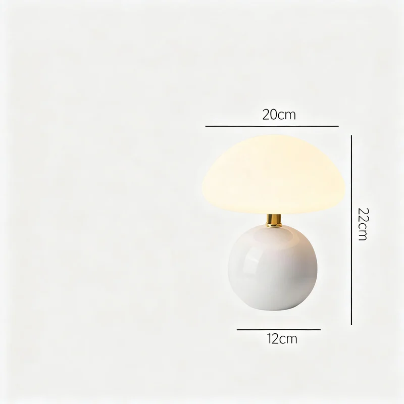 Pilztischlampe mit Keramikfuß, USB-betrieben