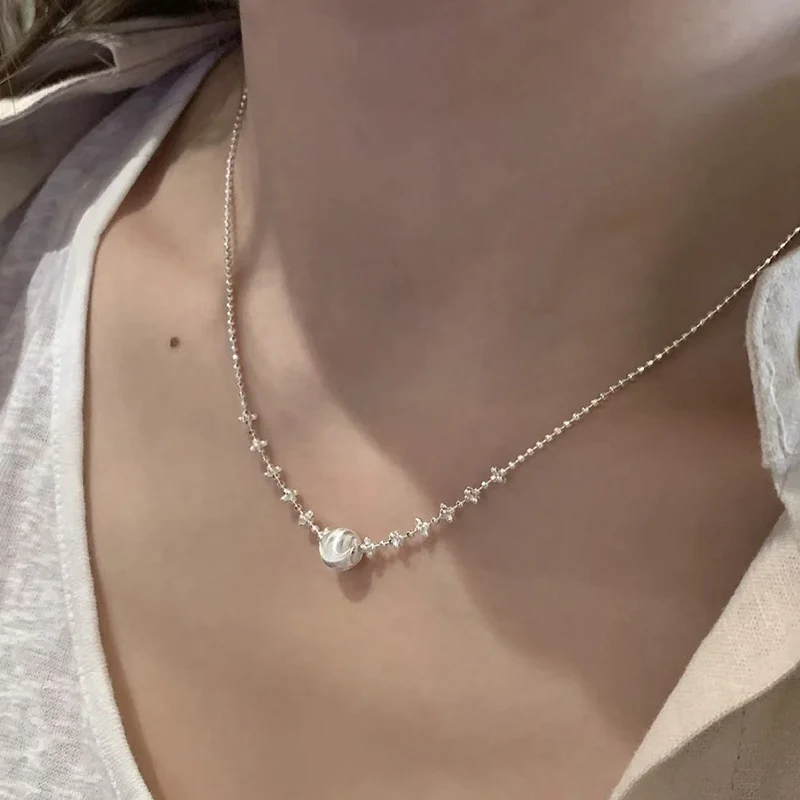 Perlenkette mit Silberverschluss, Perlen 4–12 mm