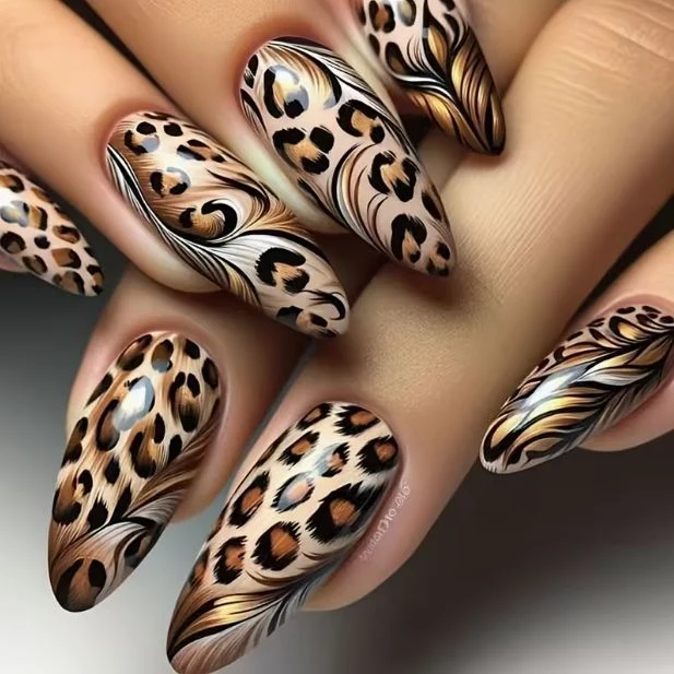 Premium Artistic Leopard Print Nail Enhancements Stornfield