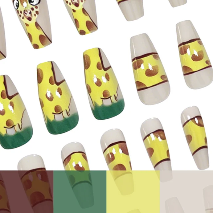 Playful Giraffe-Themed Nail Art Enhancements Stornfield