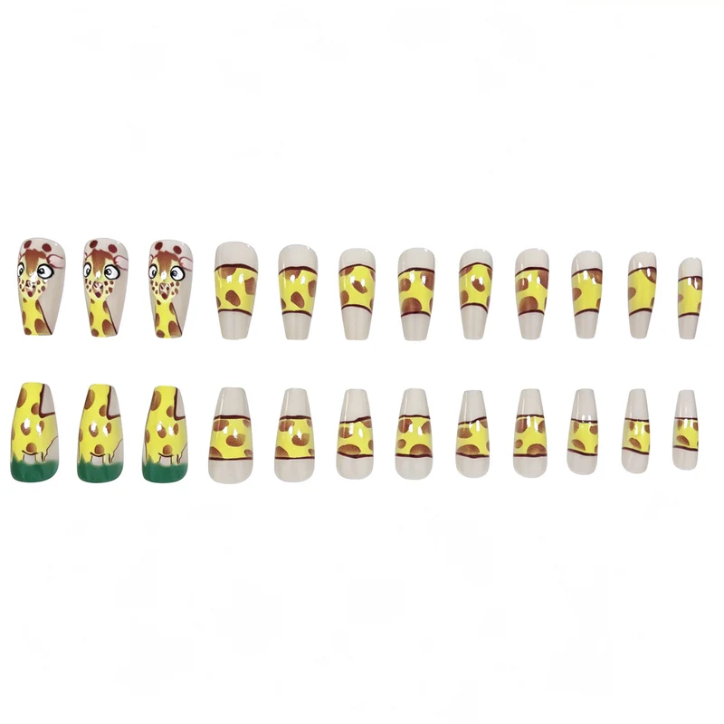 Playful Giraffe-Themed Nail Art Enhancements Stornfield