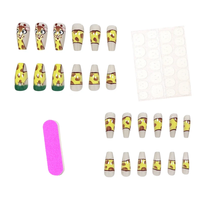 Playful Giraffe-Themed Nail Art Enhancements Stornfield