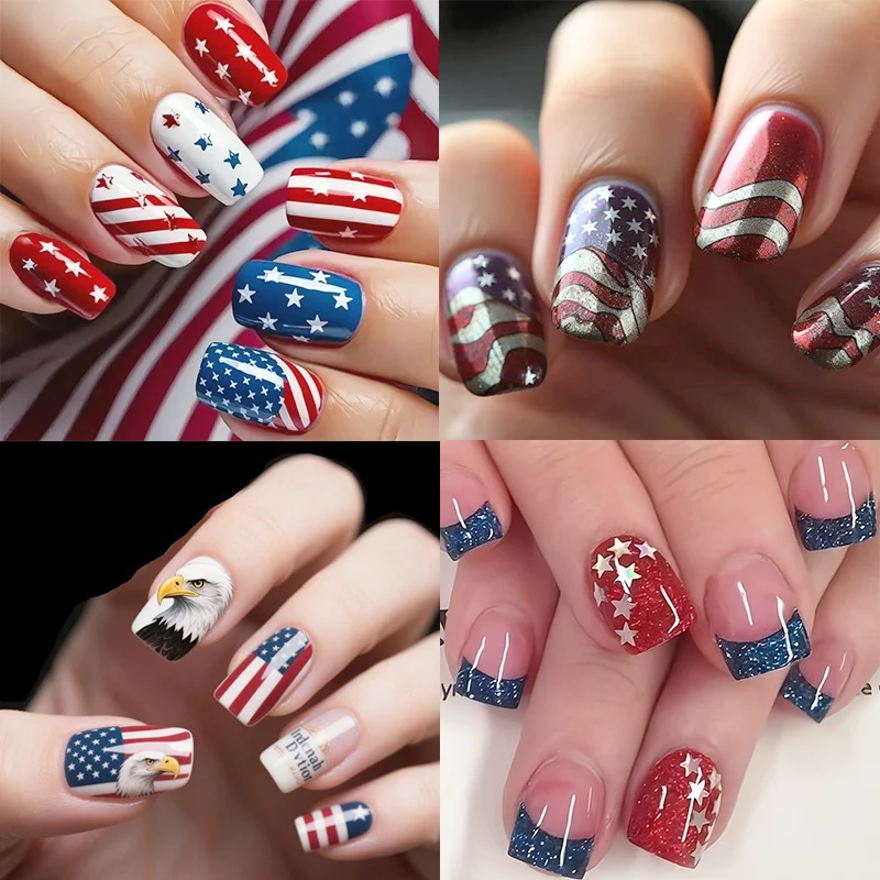 Patriotic Glitter Gel Nail Art Stornfield