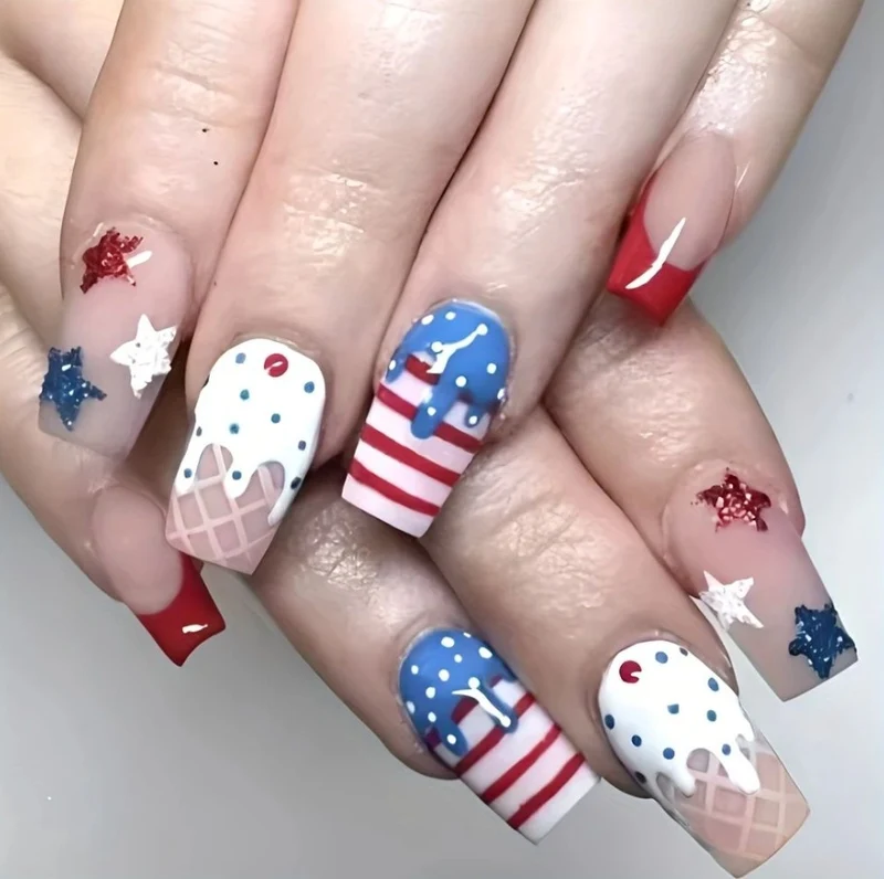 Patriotic Glitter Gel Nail Art Stornfield
