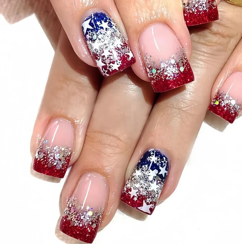 Patriotic Glitter Gel Nail Art Stornfield