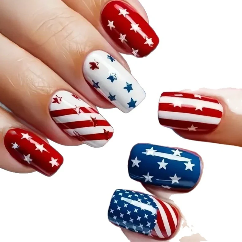 Patriotic Glitter Gel Nail Art Stornfield